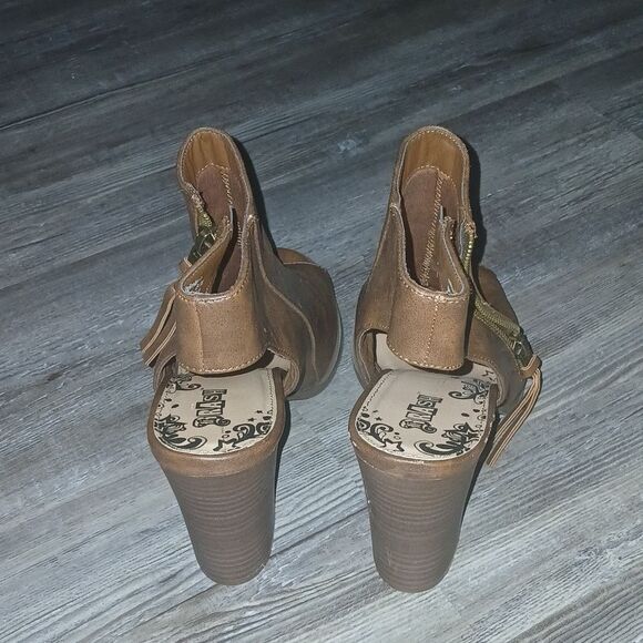 Drash brown peep toe open back ankle boots  Sz 9.5  EUC - Picture 4 of 6